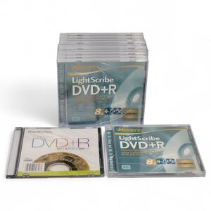 10 Pack + (2) Memorex LightScribe DVD+R 8x 4.7GB 120min Blank Discs/Jewel Cases